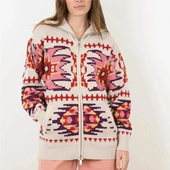 NWT Isabel Marant Etoile Masha Cardigan Zip Sweater Ecru EU 38 US 6 - Picture 3 of 7